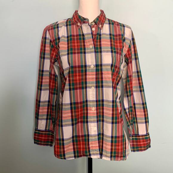 J. Crew Classic Washed Cotton Poplin Shirt in Snowy Stewart Tartan Size 4 - Picture 7 of 9